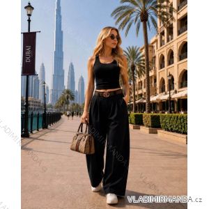 Nohavice dlhé voľnočasové s opaskom dámske (S/M/L ONE SIZE) TALIANSKA MÓDA IMD26123/DUR