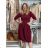 Šaty balónové dámske 3/4 rukáv (S/M/L ONE SIZE) TALIANSKA MÓDA IMSM26120/DR S/M/L vínová