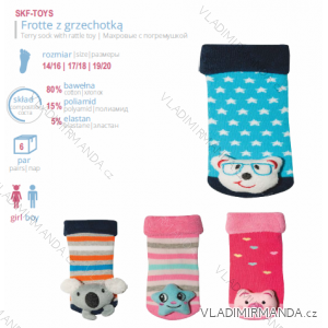 Ponožky s hrkálkou froté teplé dojčenské dievčenské a chlapčenské (14-20) YO! SKF-TOYS-hrkálkami
