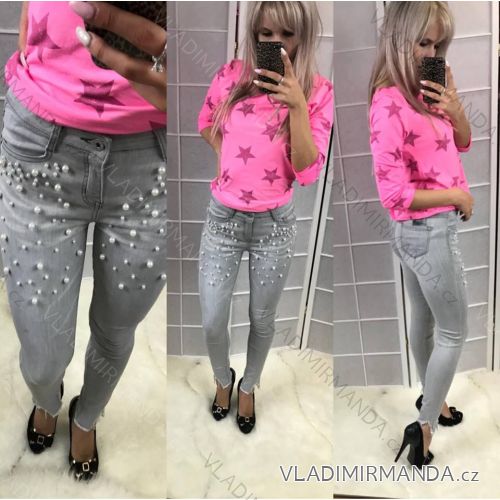Rifle jeans s perličkami dámske (34-42) DENIM STORIES 29812
