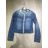 Bunda dlhý rukáv rifľová s perličkami dámska (xs-xl) LEX18031
