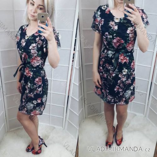 Šaty letné krátka rukáv elegantné letné dámske (uni sl) TALIANSKÁ MÓDA IM918094