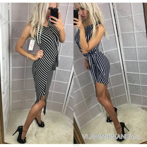 Šaty letné dlhé dámske prúžok (uni sl) TALIANSKÁ MÓDA IM918136
