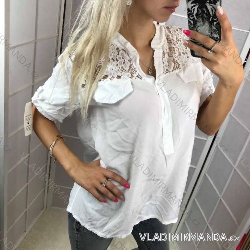 Tunika -košile bavlnená krátky rukáv s čipkou dámska (uni, sl) TALIANSKÁ MÓDA IM718150
