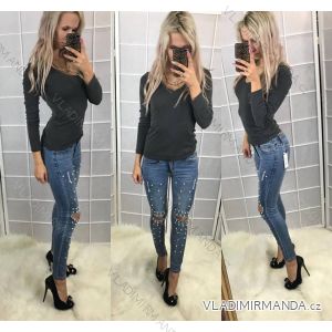 Rifle jeans s perličkami dámske (26-30 / XS-L) AFASHION AF18057