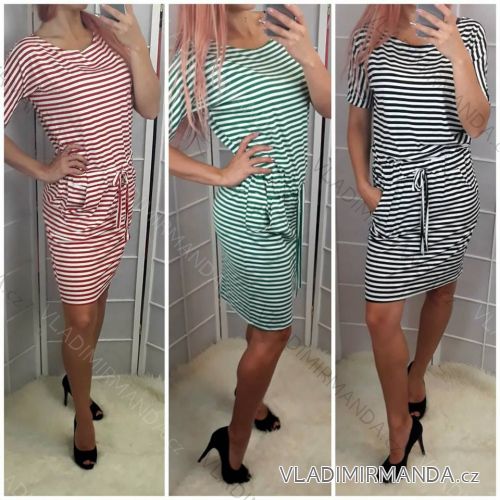 Šaty krátky rukáv letné dámske prúžok (uni sl) TALIANSKÁ MÓDA IM518077
