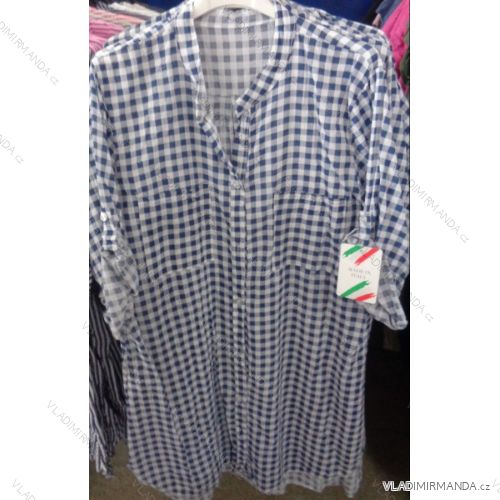 Košeľa 3/4 krátky rukáv kockovaná nadrozmerná dámska (uni xl-3XL) TALIANSKÁ MÓDA IM718223
