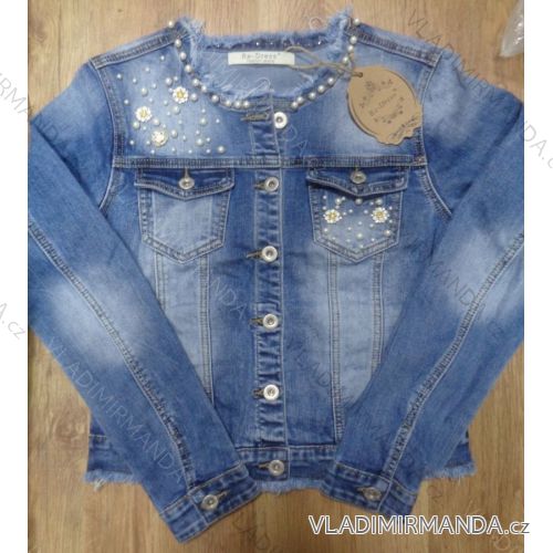 Bunda riflová jeans, s perličkami dámska (xs-xl) RE-DRESS C075
