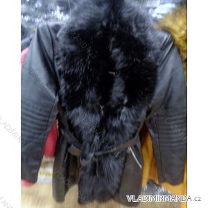 Bunda kabát dlhý koženkový s kožušinkou dámska (xs-xl) DD STYLE F673
