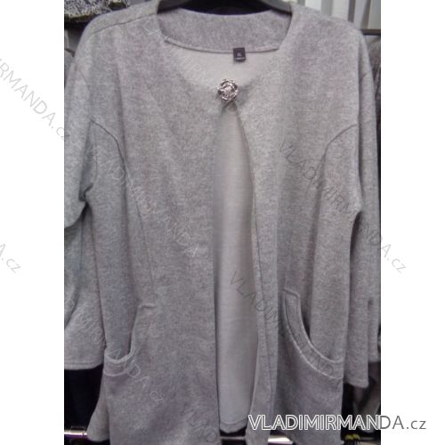 Cardigan so sponou dlhý rukáv dámsky nadrozmerný (xl-3XL) Poľsko moda PM118186