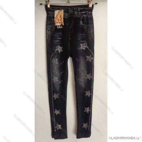 Legíny riflové dlhé s kamienkami dámske (s-xl) SAL GC-11
