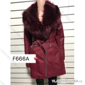 Bunda kabát koženkový s kožušinkou dámska (s-2-xl) DD STYLE F666A
