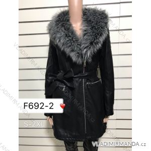 Bunda kabát koženkový s kožušinkou dámska (s-2xl) DD STYLE F692-2

