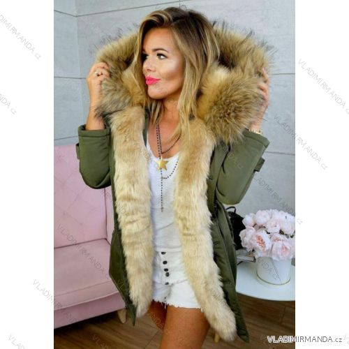 Kabát zimné parka s kožušinkou dámska (s-m-l) K-ZELL MODA KZE198035GR