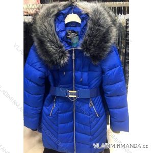 Kabát dlhý zimný dámsky prešívania s kožušinkou (s-2xl) Poľsko MODA PM2181842
