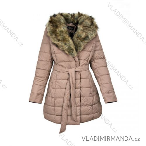 Bunda dámska teplá prešívania s kožušinkou (3XL-6XL) Poľsko LEU18-10H5527BIG