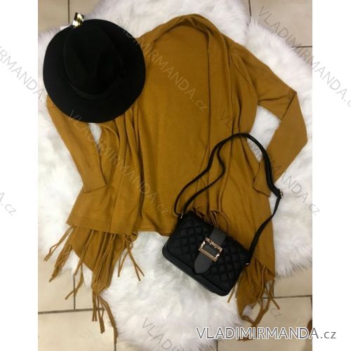 Cardigan / svetrík krátky So strapcami slabý dlhý rukáv dámsky (uni sl) Taliansko MÓDA IM9184242