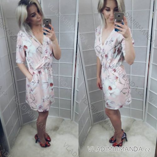 Šaty 3/4 rukáv dámske (uni s/m) ESILLA IMT182060/světle růžová