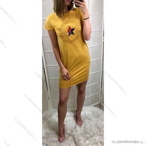Šaty s krátkym rukávom dámske s vreckom (uni s / m) Taliansko MÓDA IM719337