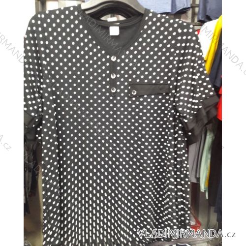 Tričko tunika krátky rukáv dámske bodka (M-3XL) POĽSKÁ MÓDA PM119156
