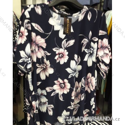 Tričko tunika krátky rukáv dámske kvetované (M-3XL) POĽSKÁ MÓDA PM119157