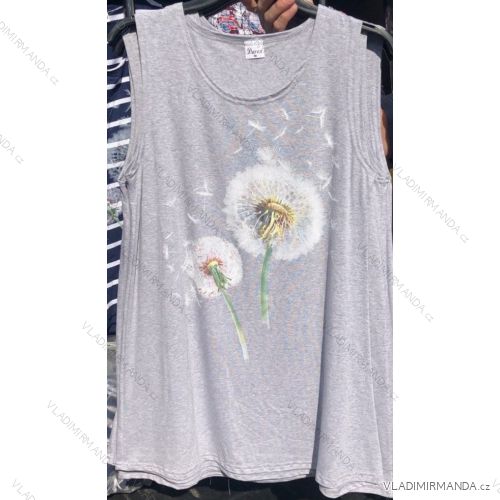 Tričko tunika bez rukávov kvet dámska nadrozmerná (M-4XL) POĽSKÁ MÓDA PM119180
