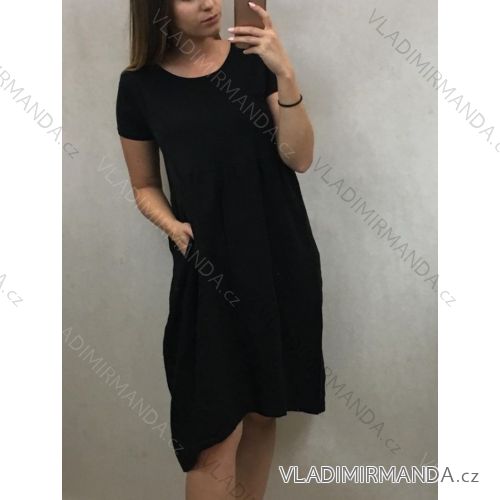 Šaty krátky rukáv letné dámske s vreckami (Uni M / L) TALIANSKÁ MÓDA IM819133
