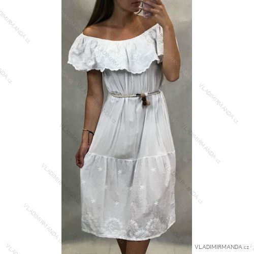 Šaty letné s odhalenými ramenami krátke dámske so šnúrkou (uni s / m) TALIANSKÁ MÓDA IM919652
