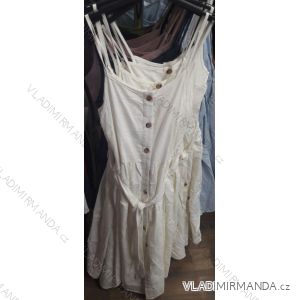Šaty lněné krátké na ramínka s knoflíky dámské (uni s/m) ITALSKá MóDA IM919708