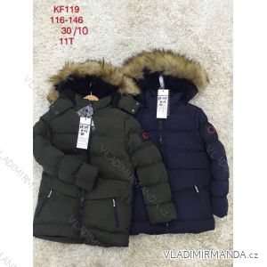 Kabát zimné s kapucňou as kožušinkou detský dorast chlapčenský (116-146) SAD SAD19KF119