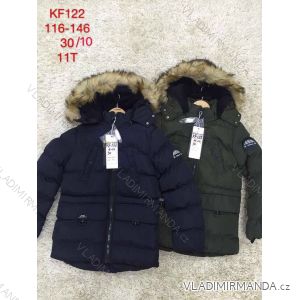 Kabát zimné s kapucňou as kožušinkou detský dorast chlapčenský (116-146) SAD SAD19KF122