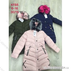Kabát zimné s kapucňou a kožušinkou dorast dievčenské (6-16 rokov) SAD SAD19KF88
