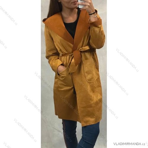 Kabát s kapucnou broušená koženka dámský (uni s/m) ITALSKÁ MÓDA IM619036