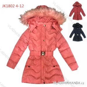 Bunda / kabát zimné prešívaný s kožušinkou detský dorast dievčenské (4-12let) KUGO JK1802