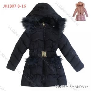 Bunda / kabát zimné prešívaný s kožušinkou detský dorast dievčenské (8-16let) KUGO JK1807-1
