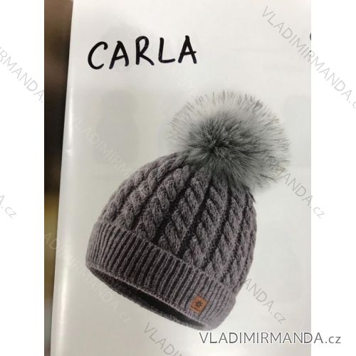 Čiapka s brmbolcom zimná dámska (ONE SIZE) WOOLK POĽSKÁ MÓDA PV419CARLA