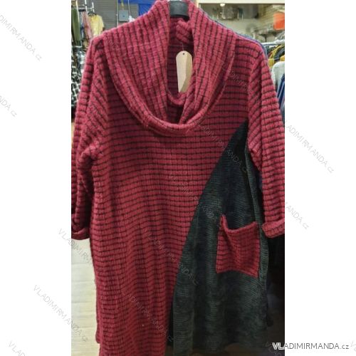 Šaty teplé dlhý rukáv s kapsičkou dámske nadrozmerné (uni XL / 2XL) TALIANSKÁ MÓDA IM12190115
