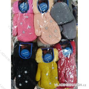 Rukavice palčiaky s kožušinkou detské dievčenské a chlapčenské (3-8 rokov) Sandru POL219R906PMD