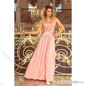 215-4 LEA šaty bez rukávov s vyšívaným štiepením - pastelovo ružové
 NMC-215-4