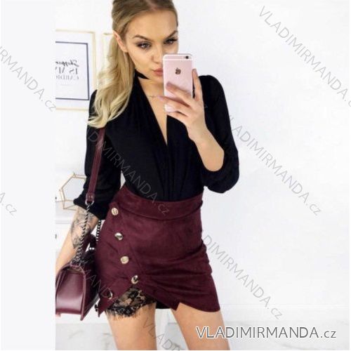 Sukňa krátka dámska (s-xl) AFASHION AF18001 M (EU 38 / Kalhoty 29) vínová