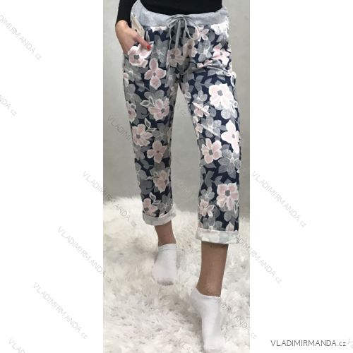 Tepláky kvetinový vzor dlhé dámske (uni L-XL) TALIANSKÁ MÓDA IMC20034