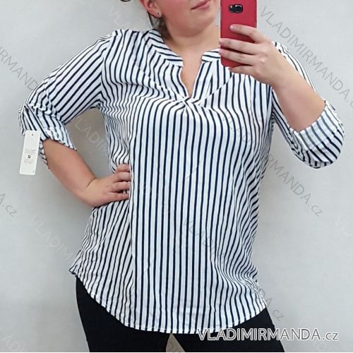 Blúzka alá košeľa 3/4 dlhý rukáv dámska (uni XL / 2XL) TALIANSKÁ MÓDA IM720035
