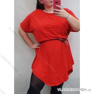 Šaty krátký rukáv oversize dámské nadrozměr s páskem (XL/2XL) ITALSKÁ MÓDA IM421443