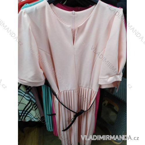 Šaty elegantné krátky rukáv dámske s pásikom (uni s / m) TALIANSKÁ MÓDA IM920059
