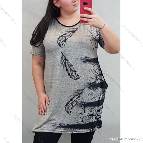 Tričko krátký rukáv dámská nadrozměr (uni XL-3XL) Turecká moda TME20006