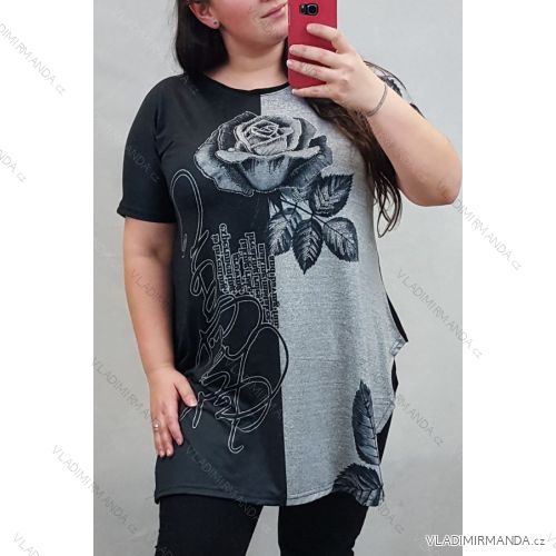 Tunika Tričko krátký rukáv dámská nadrozměr (uni XL-3XL) Turecká moda TME20005