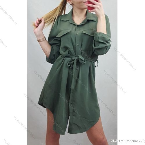 Šaty 3/4 dlhý rukáv košeľové tenké hrubej dámske (uni s / l) TALIANSKÁ MÓDA IM920008
