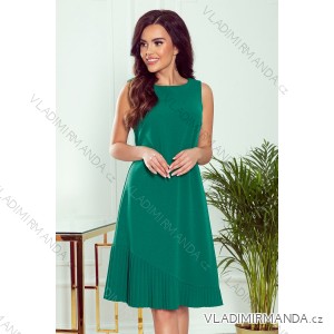 308-1 KARINE - lichobežníkové šaty s asymetrickým záhybom - zelené

