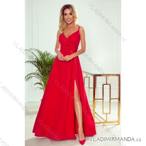 299-1 CHIARA elegantné maxi šaty s remienkami - červené
