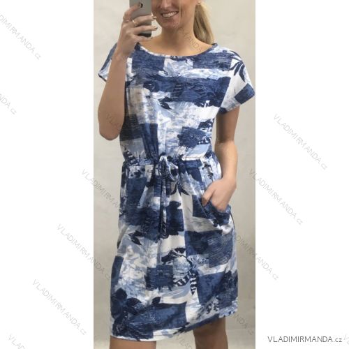 Šaty krátky rukáv dámske nadrozmerné (L-3XL) POĽSKÁ MÓDA PMF20014
